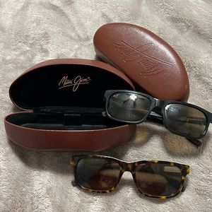 2 Pairs of Maui Jim glasses and cases.